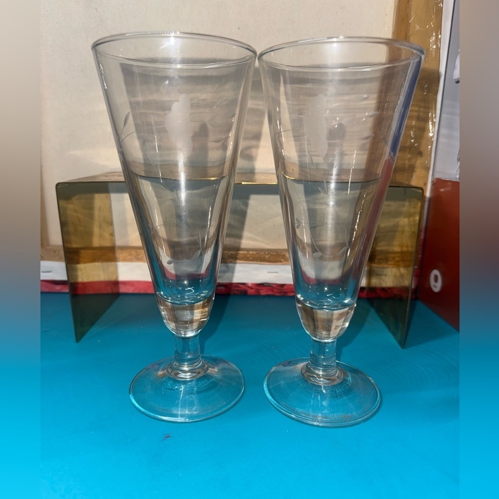 2 Princess House Heritage Pilsner Glasses